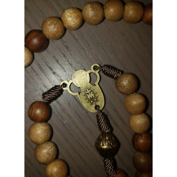 Our Father Solid Wooden Rosary Beads (Handmade - Brazilian Walnut) - Picture 4 of 4